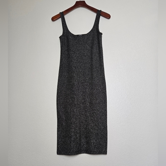 Zara Trafaluc 2017 Metallic Black Sheer Mini Slim Fit Dress Size Small - Picture 4 of 12